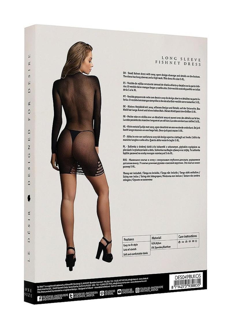 Le Desir Long Sleeve Fishnet Dress - Image 4