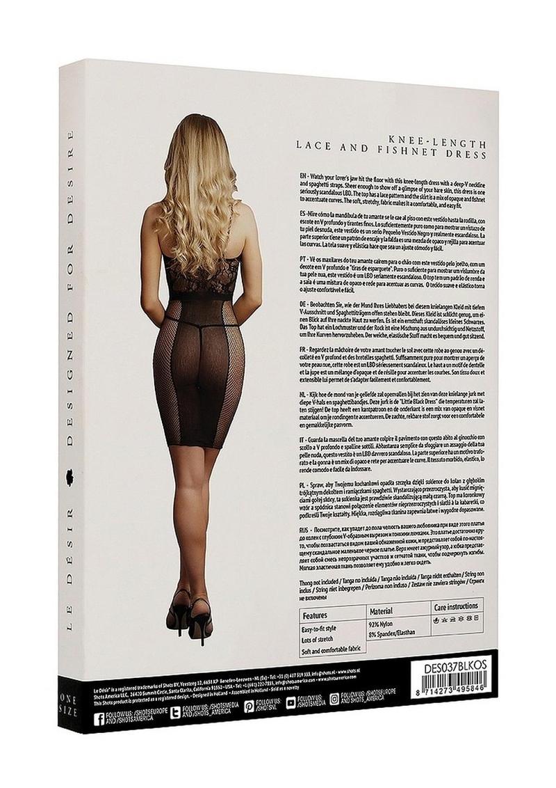 Le Desir Knee Length Lace and Fishnet Dress - Image 4