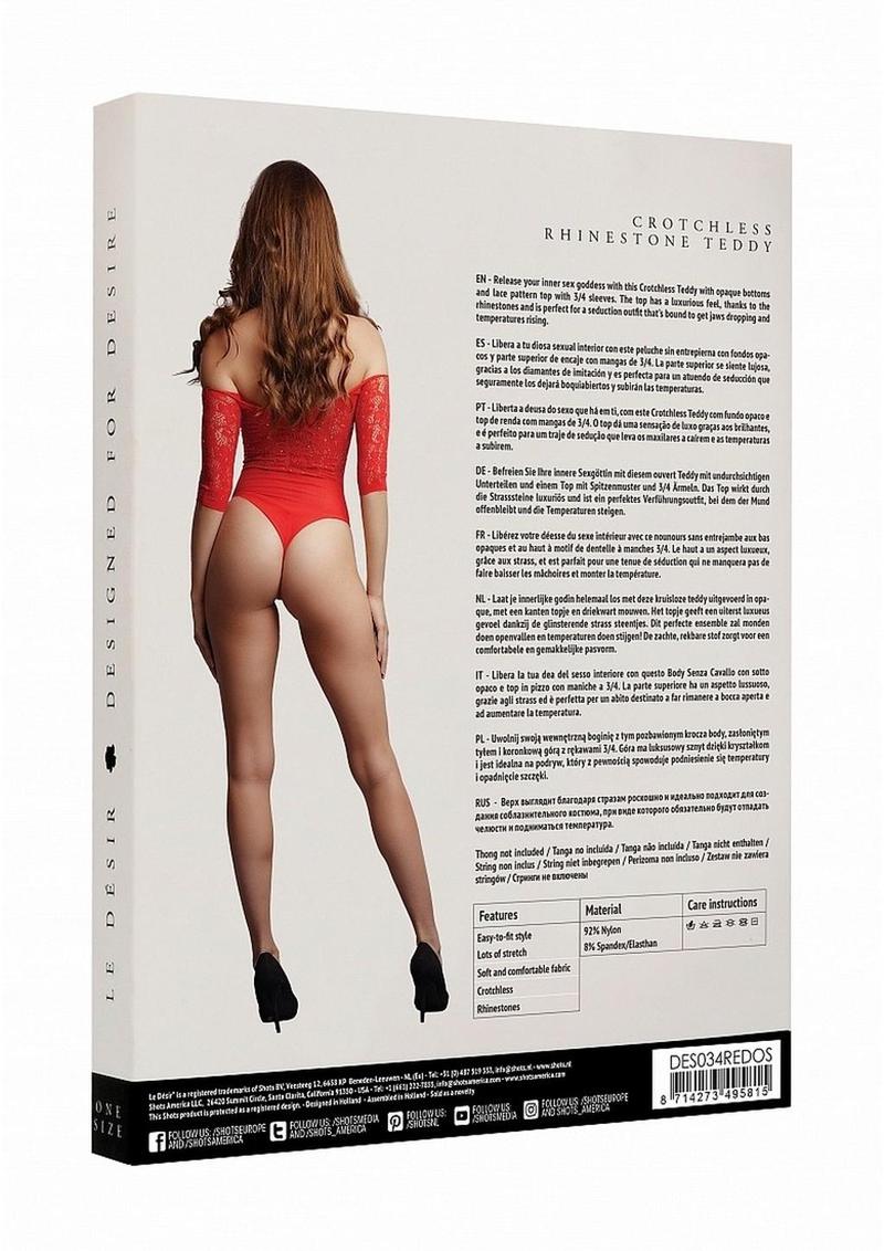 Le Desir Crotchless Rhinestone Teddy - Image 4