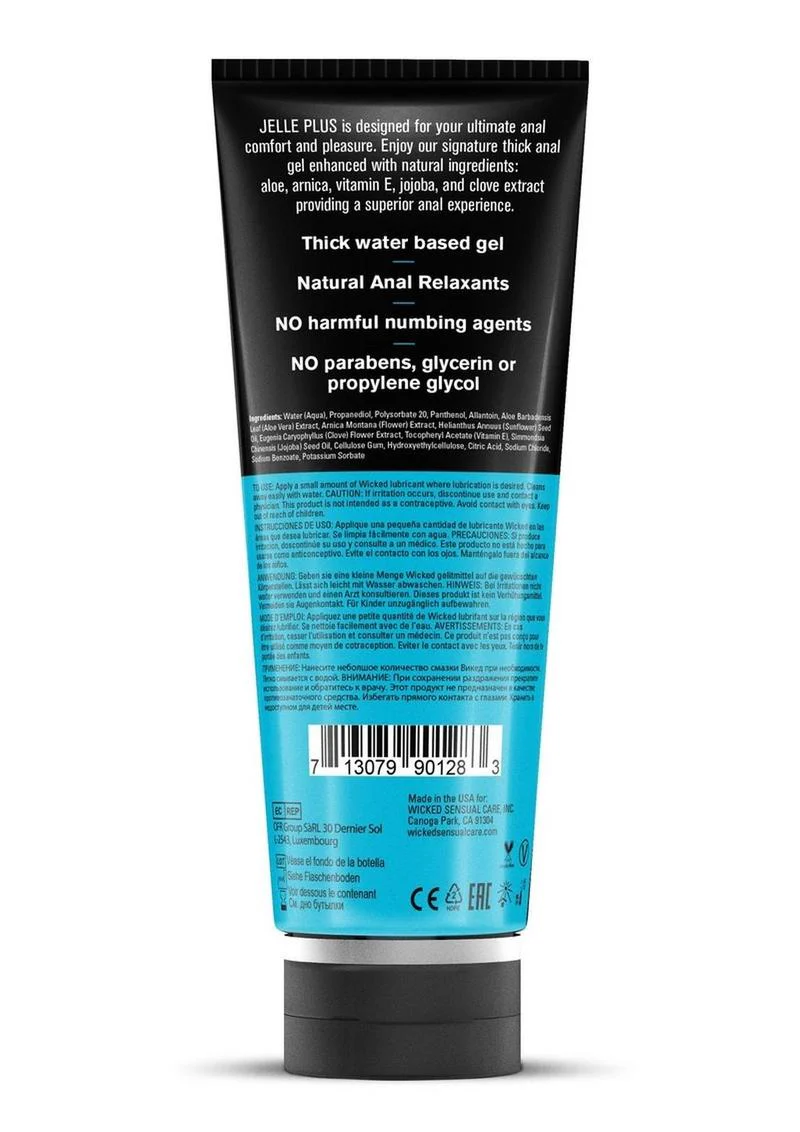 Wicked Jelle Plus Water Based Anal Lubricant with Relaxants - Image 3