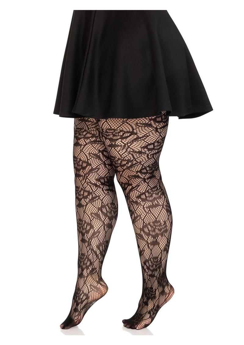 Wild Rose Net Tights - 1x-2x - Image 2