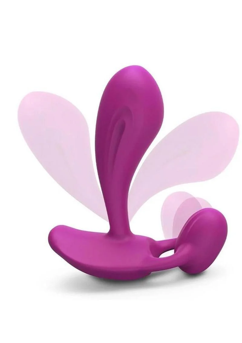 Witty Rechargeable Silicone Vibrator with Clitoral Stimulator - Sweet Orchid - Image 3