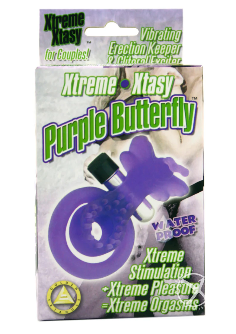 Xtreme Xtasy - Purple Butterfly Vibrating Cock Ring - Image 2