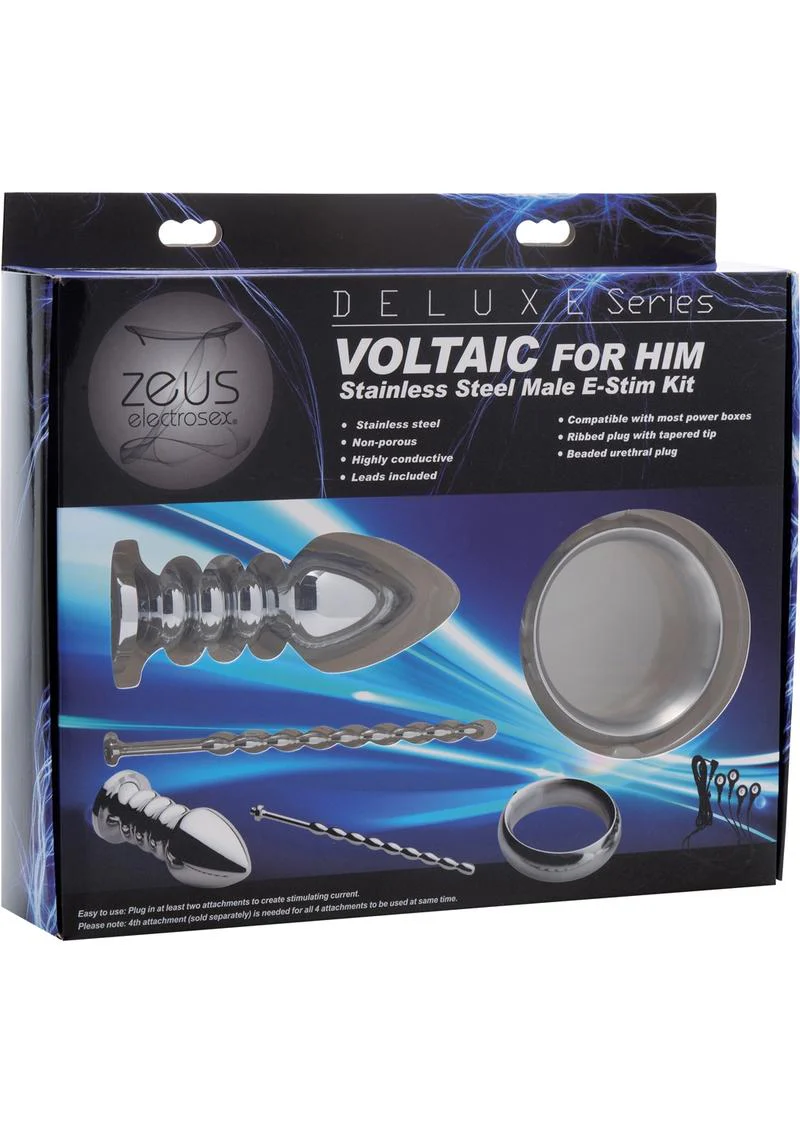 Zeus Electrosex Deluxe Voltaic For Him Stainless Steel E-Stim Kit - Image 2
