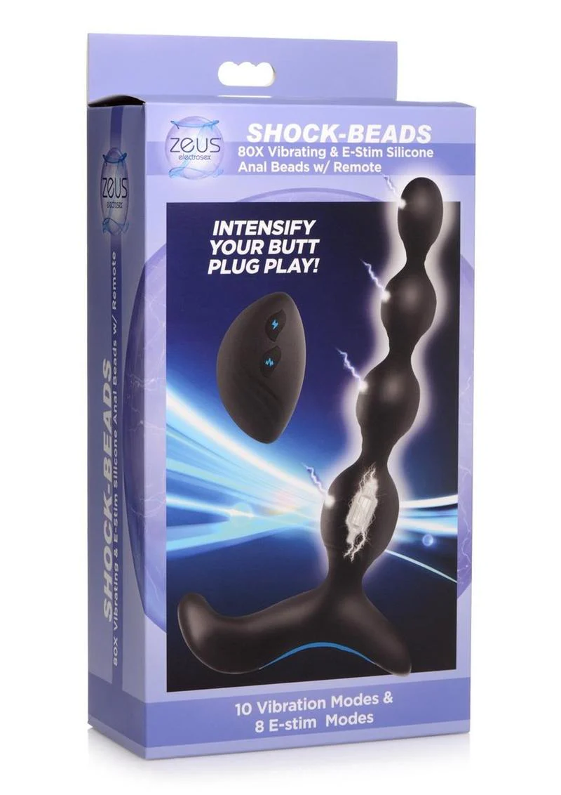 Zeus Shock Beads 80x Vibrating and E-Stim Rechargeable Silicone Anal Beads with Remote Control - Image 2